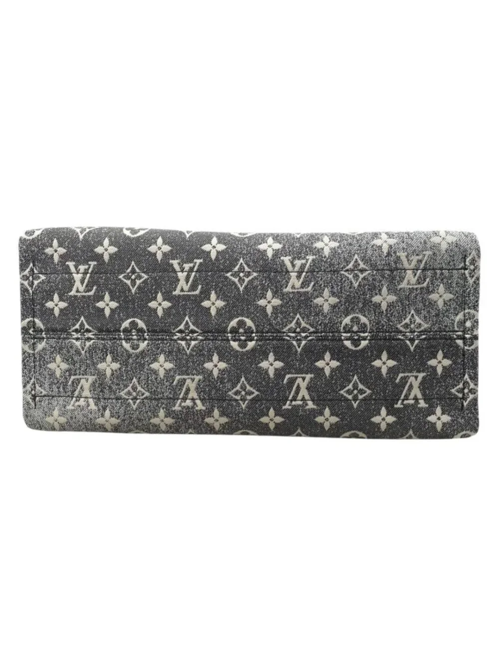 Louis Vuitton Tote On The Go MM Monogram Jacquard Denim Gray White